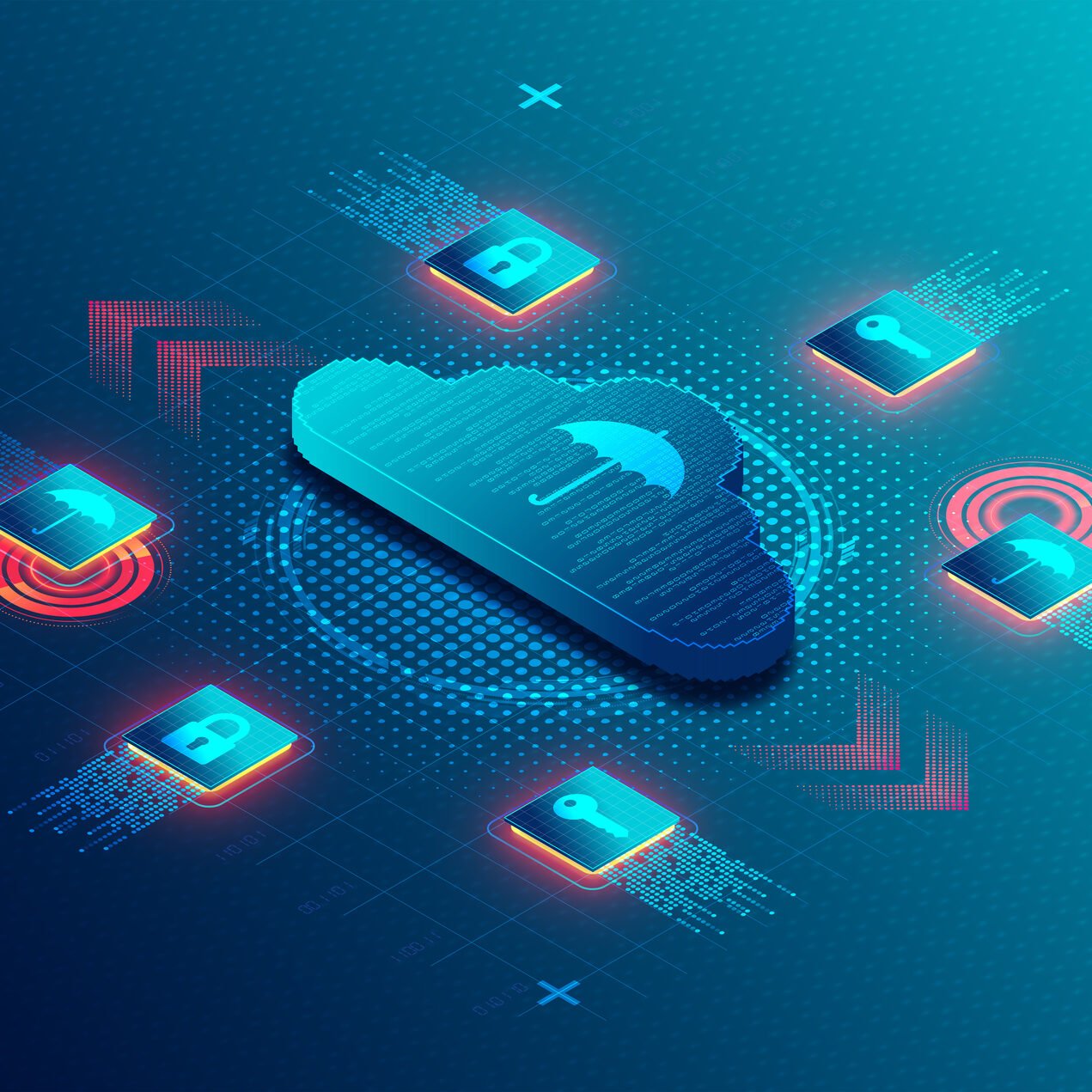 Cloud Computing Disaster Recovery Solutions Concept - Cloud DR - Services Companies Use for the Purpose of Backing Up Resources into a Cloud Environment - 3D Illustration